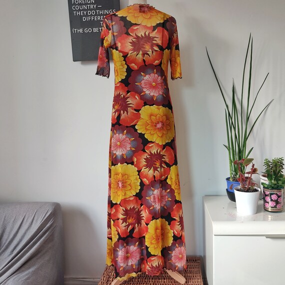 VINTAGE 1990s Vivienne Tam retro floral mesh maxi… - image 5