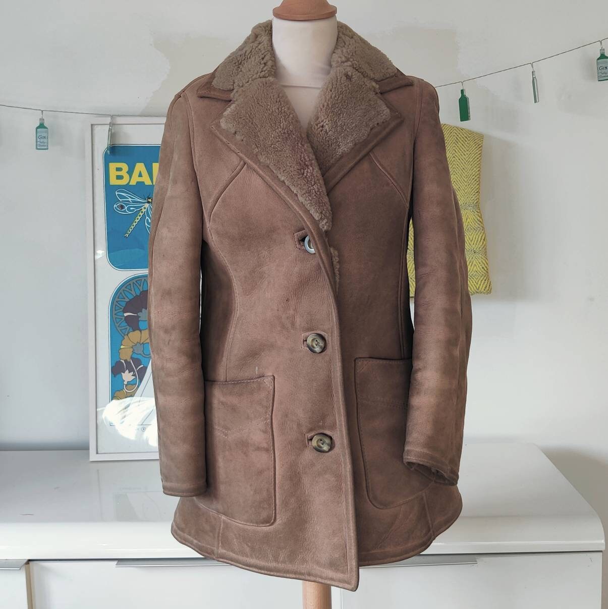 VINTAGE 1960s Sheepskin Coat Rare Made 