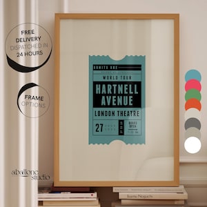 Personalisierter Ticketdruck Benutzerdefinierte Konzertkarte Theaterkarte Geschenke für Musiker Song Lyric Print Gedenkkarte Benutzerdefiniertes Gig Poster