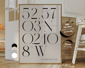 Peterborough City Coordinates Print Gift For Him Wedding Gift Cathedral Print Custom Peterborough United Football Gifts Location Prints