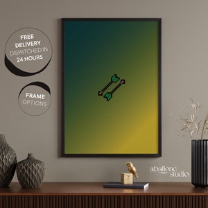 Runescape Fletching Print Video OSRS Games Gifts for Him Gradient Pixel Art Old School Runescape Gamer Gifts