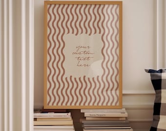 Custom Wavy Stripe Quote Print: Personalised Text Wall Art Song Lyrics Saying Gift