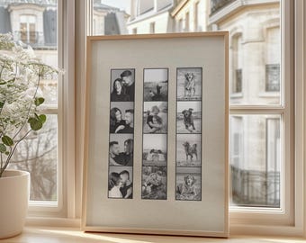 Personalised Three Photobooth Strips Inspired Print Custom photo 1st Anniversary Gift Paper Anniversary Print gift Engagement photo frame
