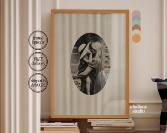 Personalised Striped Photo Print Vintage thin stripe mount custom Photo birthday gift for her picture frame family portrait new home gift