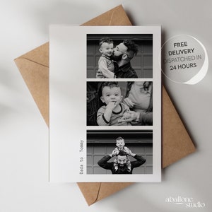 Personalisierte Geburtstagskarte Benutzerdefinierte Fotocollage Druckkarte Geschenk für Väter Geschenk von Kinder Schwarzweißfotos Personalisierte Karte für Ihn