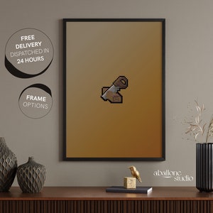 Runescape Construction Print OSRS Video Games Gifts for Him Gradient Pixel Art Old School Runescape Gamer Gifts