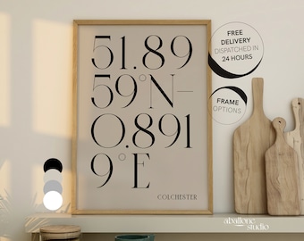Colchester City Coordinates Print Gift For Him Where We Met Girlfriend Wedding Gift Custom Football Gifts Location Prints Essex