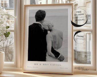 Personalised Wedding Name Photo Print custom 1st Anniversary Gift Paper Anniversary Sentimental  Engagement Gift photo new home gift for her