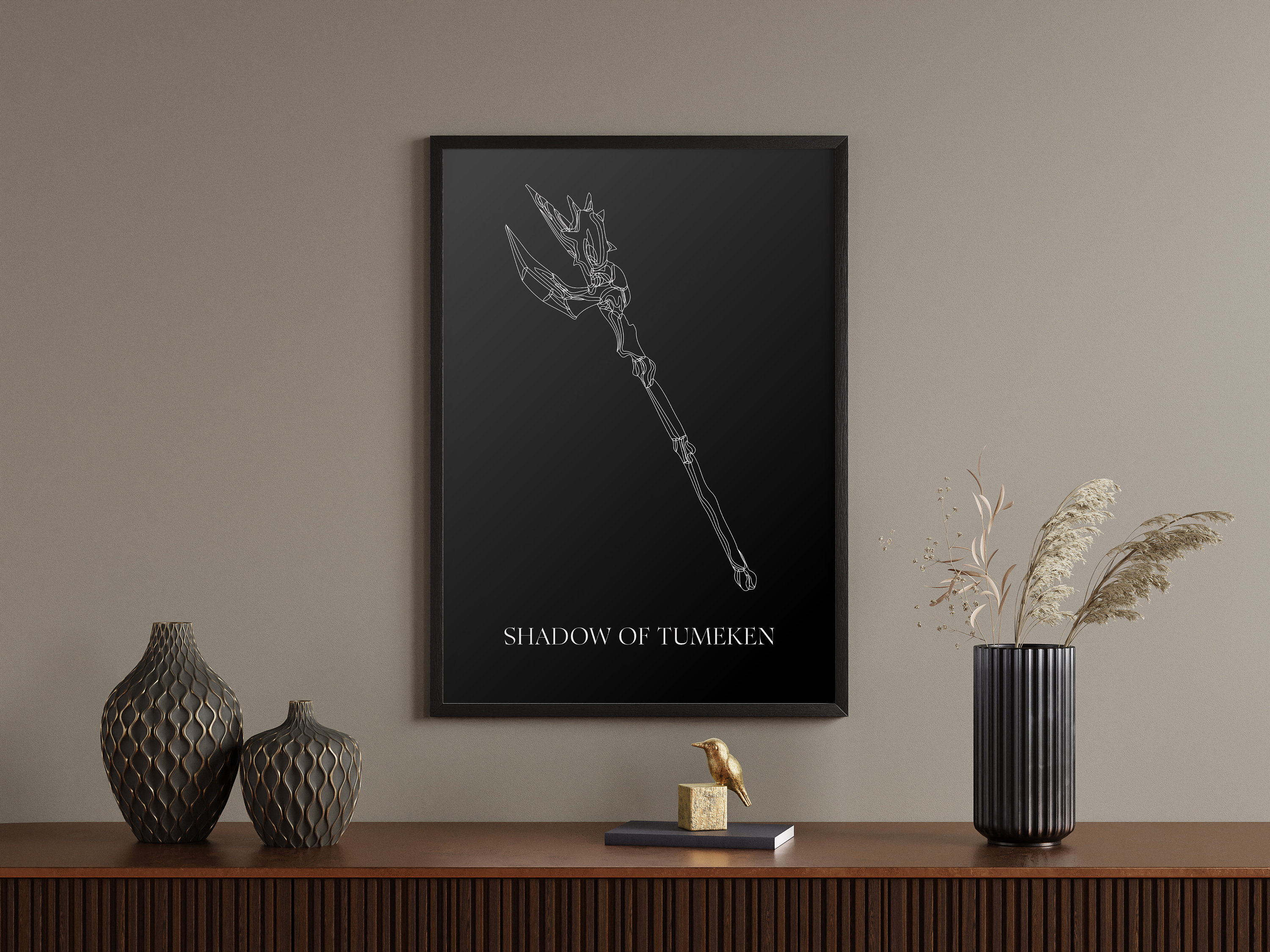 Runescape Shadow of Tumeken Print Video Games Weapon Gifts for Him Gradient Pixel Art Old School Runescape Black and White Poster