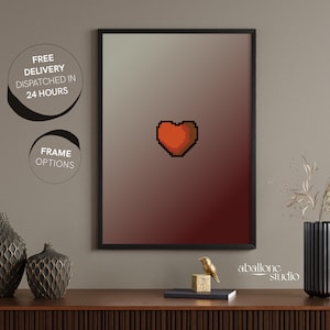 Runescape Hitpoints Print Video OSRS Games Gifts for Him Gradient Pixel Art Old School Runescape Gamer Gifts