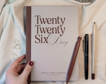 2026 Diary Weekly Planner A5 Hardback Journal and Notes Everyday Diary Aesthetic Desk Organiser Minimalist Weekly Schedule Daily Notebook