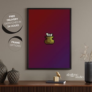 Runescape Cooking Print Video OSRS Games Gifts for Him Gradient Pixel Art Old School Runescape Gamer Gifts