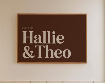 Personalised Couple Names Print First Anniversary Paper Gift Minimalist Engagement Unique Wedding gift New Home Wall Art Valentines Day Gift