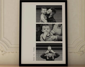 Custom Fathers Day Gift Personalised Photo Print First Fathers Day Card Present for Dads Gift from Kids Black and White Custom Photo Card