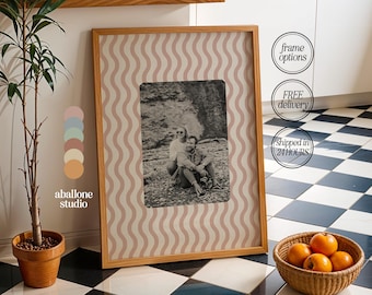 Custom Wavy Stripe Photo Print Personalised Photo Art Print Chic Scandinavian Wall Art Pastel Home Decor Stripes Print Minimal Light Pink