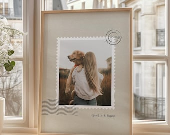 Personalised Photo Stamp Print Custom 1st Anniversary Paper Gift Print Sentimental Wedding Gift Engagement Photo Gift For Couples Stamp Art