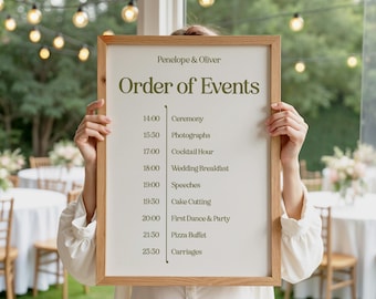 Modern Wedding Order of Events Sign: Minimalist Ceremony Timeline Print