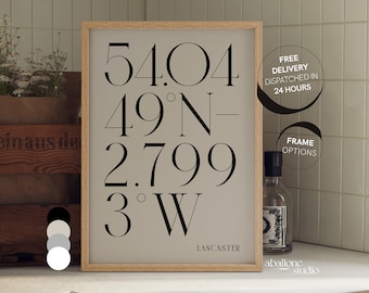 Lancaster City Coordinates Print Gift For Him Where We Met Girlfriend Wedding Gift Spitfire WW2 RAF Gifts Lancashire Location Prints