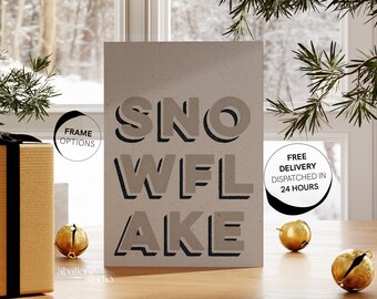 Christmas Snowflake Print Bold Christmas Decor Santa Holiday Gifts Christmas Art Print Snow Decor Christmas Cards Decoration Seasonal
