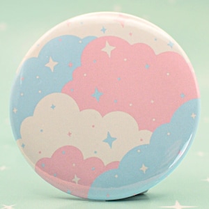 Subtle Trans Pride Cloud Badge | Discreet Pastel Pride Pin | Hidden Transgender Pride Accessory | Button Badge | LGBTQ+ Gift | 37mm/58mm