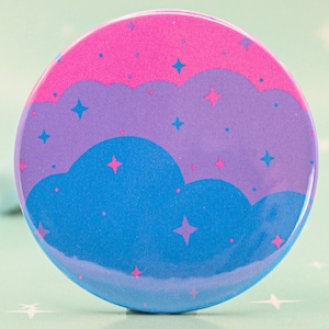 Subtle Bisexual Pride Cloud Badge | Discreet Pride Pin | Hidden Bi Pride Accessory | Button Badge | LGBTQ+ Gift | 37mm/58mm