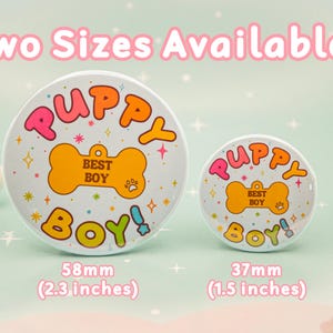 Puppy Boy Badge | Otherkin Kinnie Pride Pin | Pup Fursona Furry Badge | Petplay Badge | Kawaii Cute Blue Rainbow | Pet Play Pin | 37mm/58mm afbeelding 2