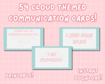 Cloud Themed Communication Cards | Nonverbal and Semiverbal Support | NVC SVC Cards | Digital Printable Pack of 30 for Anxiety & Autism