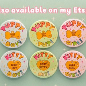 Puppy Boy Badge | Otherkin Kinnie Pride Pin | Pup Fursona Furry Badge | Petplay Badge | Kawaii Cute Blue Rainbow | Pet Play Pin | 37mm/58mm afbeelding 3