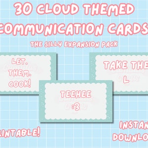 The Silly Card-uitbreidingspakket | Communicatiekaarten met wolkenthema | Non-verbale en semi-verbale ondersteuning | NVC SVC | 30 digitale kaarten