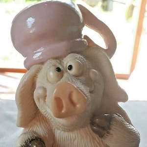 Piggin Potty Figurine - Hand Made by David Corbridge - Rare 1997 Pig Ornament - Collectible Piggins No Box