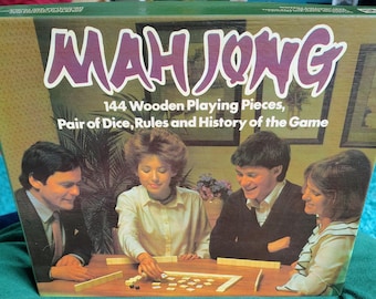 Juego de mesa Mah Jong / Juego de estrategia chino / Michael Stanfield / Juego de fichas / 144 fichas de madera, 2 dados y reglas / Vintage raro / Mah Jongg