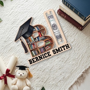 Personalized Letter Money Holder: Wooden Initial Money Holder, Kids Keepsake, Easter gifts for children