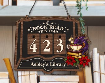 Personalized Dragon Books Read Tracker, Books Read This Year, Bookshelf Counter,Bookish Decor,Bookish Gift,Gift for Readers,Book Lovers Gift