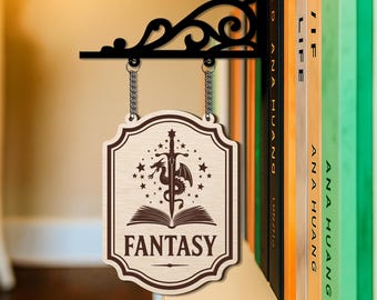 Personalized Fantasy Book Tavern Sign, Custom Library Divider, BookTok Gift, Book Genre Organizer, Book Lover Decor, Adventure Book Gift