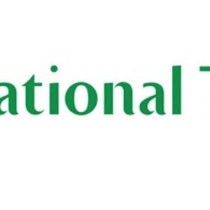 May include: The National Trust logo, set against a white background, displays a green oak leaf sprig to the left of the words "National Trust" in green. The design is clean and straightforward.