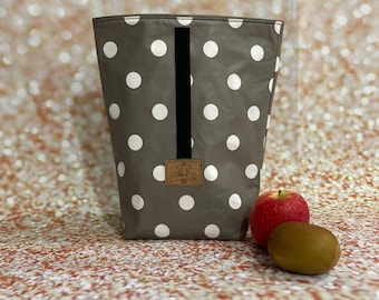 Lunchbag Punkte Frühstücksbeutel handgemacht Frühstückstasche Vespertasche Vesperbeutel Kulturbeutel Kulturtasche