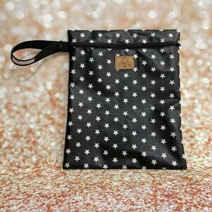 XL Wetbag Sterne personalisierbar handgemacht Windeltasche Nasstasche Wechseltasche Hygienebeutel Schwimmbadtasche Strandtasche Kulturbeutel