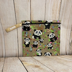 XL Wetbag Panda handgemacht personalisierbar Windeltasche Nasstasche Wechseltasche Hygienebeutel Schwimmbadtasche Strandtasche Kulturbeutel