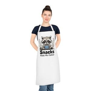 Funny Cooking Gift, Cute Raccoon Snacks Apron, Kitchen Accessory, Baking Apron, Chef Gift, Animal Lover Apron
