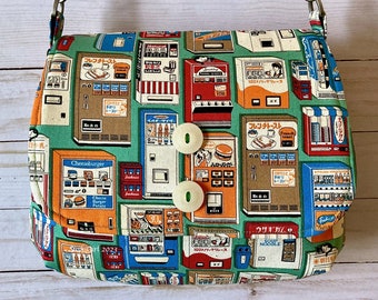 Monedero japonés de estilo retro con máquinas expendedoras - Estilo mensajero mediano