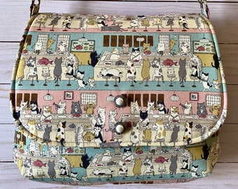 Cat Sushi Bar Large Messenger Purse