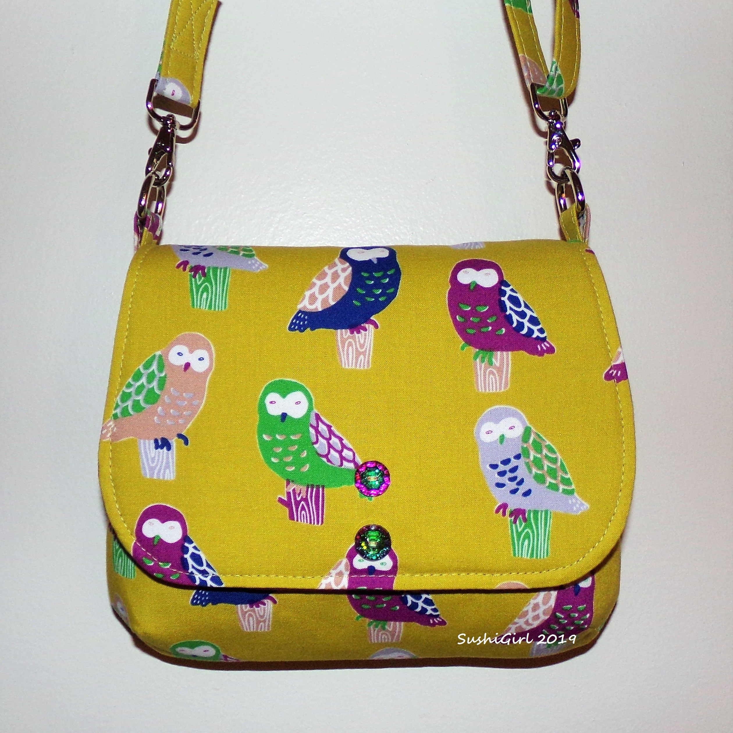 Colorful Owls Purse - Mini Messenger Style