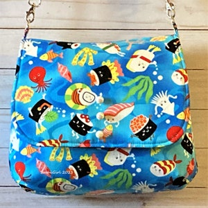 Cartera grande con diseño de sushi para nadar