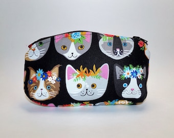 Floral Face Cats Change Purse