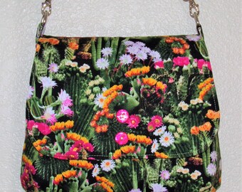 Flowering Cacti Large Messenger Purse