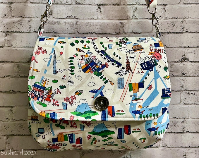Tokyo Map Purse - Large Messenger Style