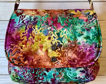 Batik Oak Leaves Large Messenger Purse