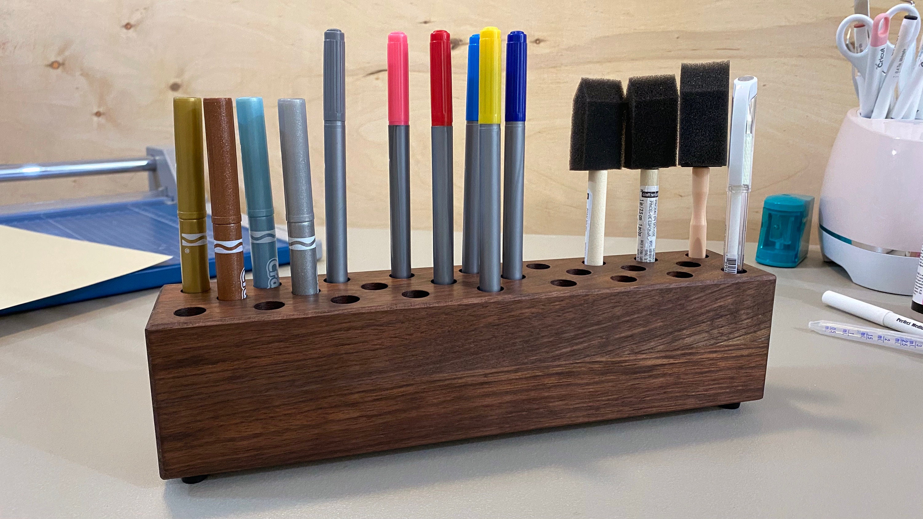 26 hole Black Walnut Pencil Holder. Pen Holder. Marker Holder. Etsy