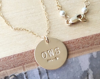 Gold Monogram Necklace, Three Initials Necklace, Arrow Necklace, Friendship Necklace, Personalized Jewelry, Birthday Day Gift for her