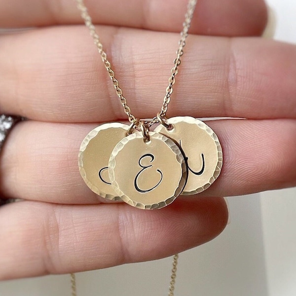 Mother's Gold Initial Necklace, Mom Personalized Mother's Day Gift, Mom Initial Necklace, 1, 2, 3, 4 Letters, Large Font, Cursive Script